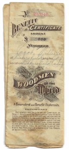 Jacob Miller Jr's Woodmen of the World certificate, 1911.