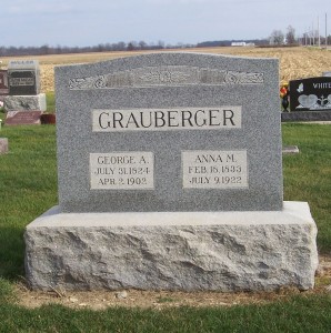 George A. & Anna M. Grauberger, Zion Lutheran Cemetery, Chattanooga, Ohio. (2011 photo by Karen)