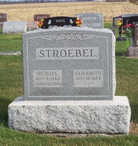 Michael & Elizabeth Stroebel, Zion Lutheran Cemetery, Chattanooga, Mercer County, Ohio. (2011 photo by Karen)