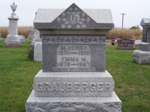 Henry & Emma (Baker) Grauberger, Zion Lutheran Cemetery, Chattanooga, Mercer County, Ohio. (2011 photo by Karen)