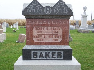 Henry R. & Mary A. (Menche) Baker, Zion Lutheran Cemetery, Chattanooga, Mercer County, Ohio. (2011 photo by Karen)
