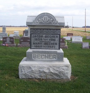 Jacob & Mary (Kettering) Becher, Zion Lutheran Cemetery, Mercer County, Ohio. (2011 photo by Karen)