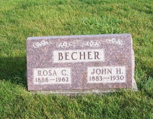 John H & Rosa C Becher, Zion Lutheran Cemetery, Chattanooga, Mercer County, Ohio. (2011 photo by Karen)
