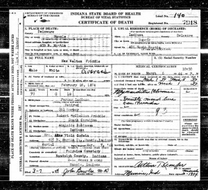 Maw W. Friddle death certificate. [1]