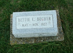 Bettie Becher, Zion Lutheran Cemetery, Chattanooga, Mercer County, Ohio. (2011 photo by Karen)