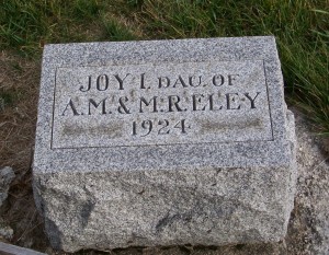 Joy I. Eley, Zion Lutheran Cemetery, Chattanooga, Mercer County, Ohio. (2011 photo by Karen)