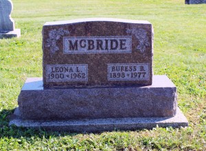 Buress & Leona McBride, East Bethel Cemetery, Mercer County, Ohio. (2016 photo by Karen)