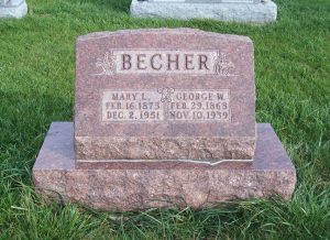 George & Mary Becher, Zion Lutheran Cemetery, Chattanooga, Mercer County, Ohio. (2011 photo by Karen)