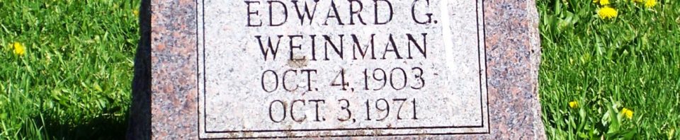Edward G. Weinman, Zion Lutheran Cemetery, Schumm, Van Wert County, Ohio. (2012 photo by Karen)