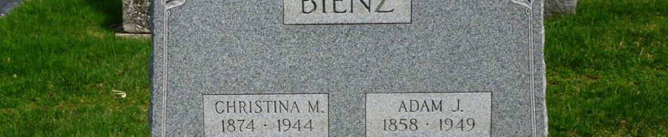 Adam J & Christina M (Bleeke) Bienz, Immanuel Lutheran Cemetery, Adams County, Indiana. (2019 photo by Karen)