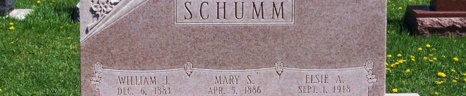 William J, Mary (Sauer), & Elsie Schumm, Zion Lutheran Cemetery, Van Wert County, Ohio. (2012 photo by Karen)
