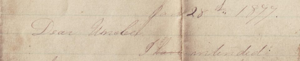 To Louis Breuninger, Willshire, Ohio, from Sarah Kitchen, Green Bay, Wisconsin, 1877.