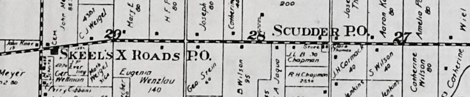 Skeel's Cross Roads & Scudder, Liberty Township, Mercer County, Ohio, 1900 map.