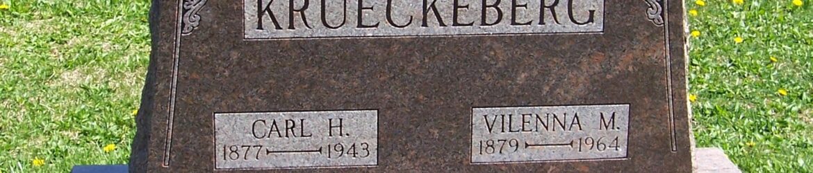 Carl H. & Vilenna M. (Bienz) Krueckeberg, Zion Lutheran Cemetery, Van Wert County, Ohio. (2012 photo by Karen)
