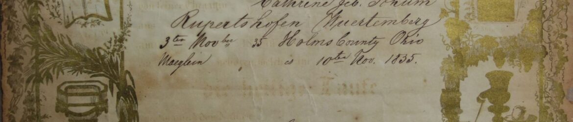 Magdalene Schueler 1835 baptismal certificate