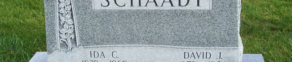 Schaadt, David J & Ida C (Sielschott), Zion Lutheran Cemetery, Chattanooga, Mercer County, Ohio