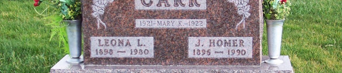 J Homer & Leona L (Baker) Carr, Zion Lutheran Cemetery, Chattanooga, Mercer County, Ohio. (2011 photo by Karen)